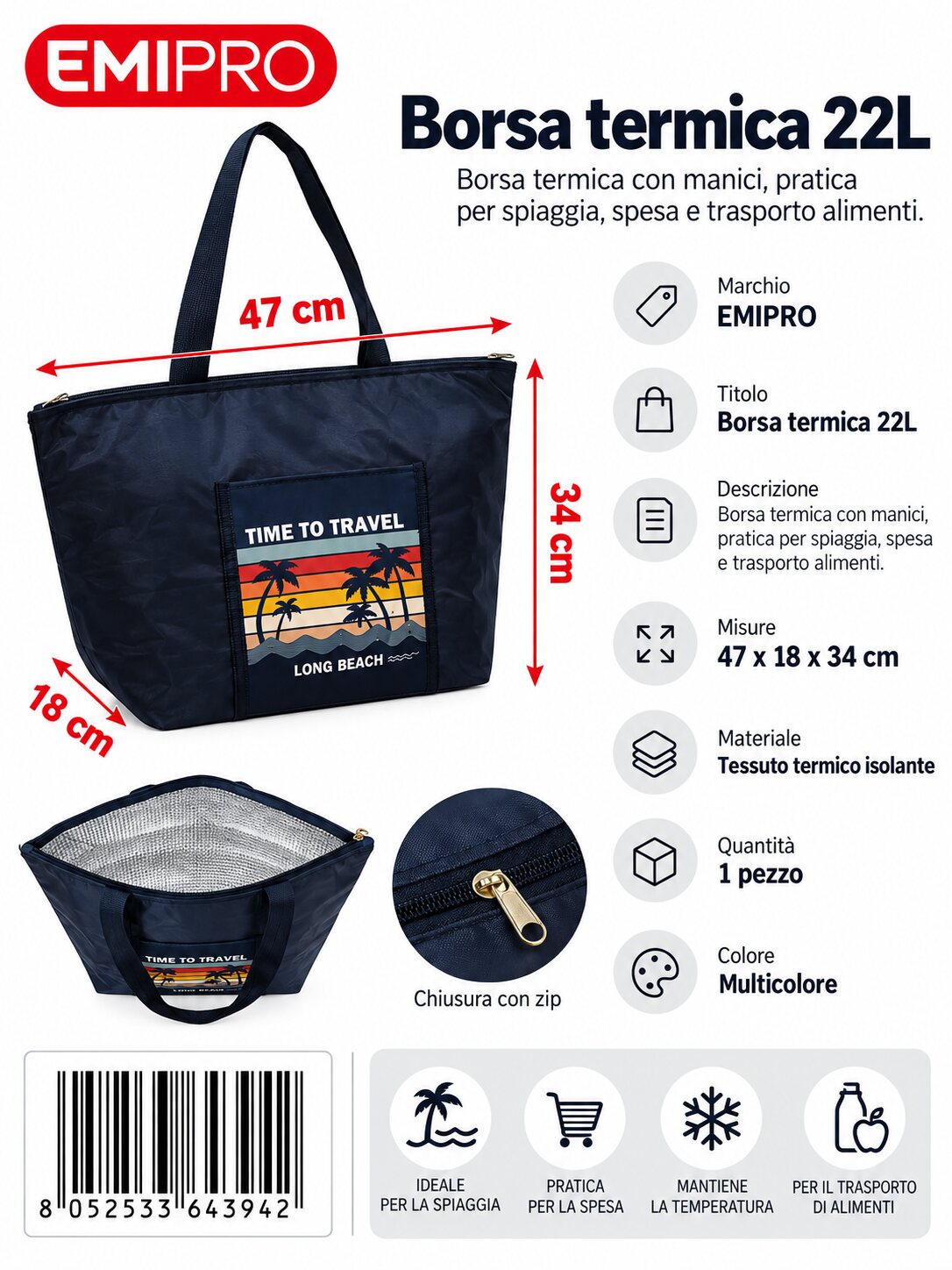 Borsa Frigo 22L 36.6*25*35cm