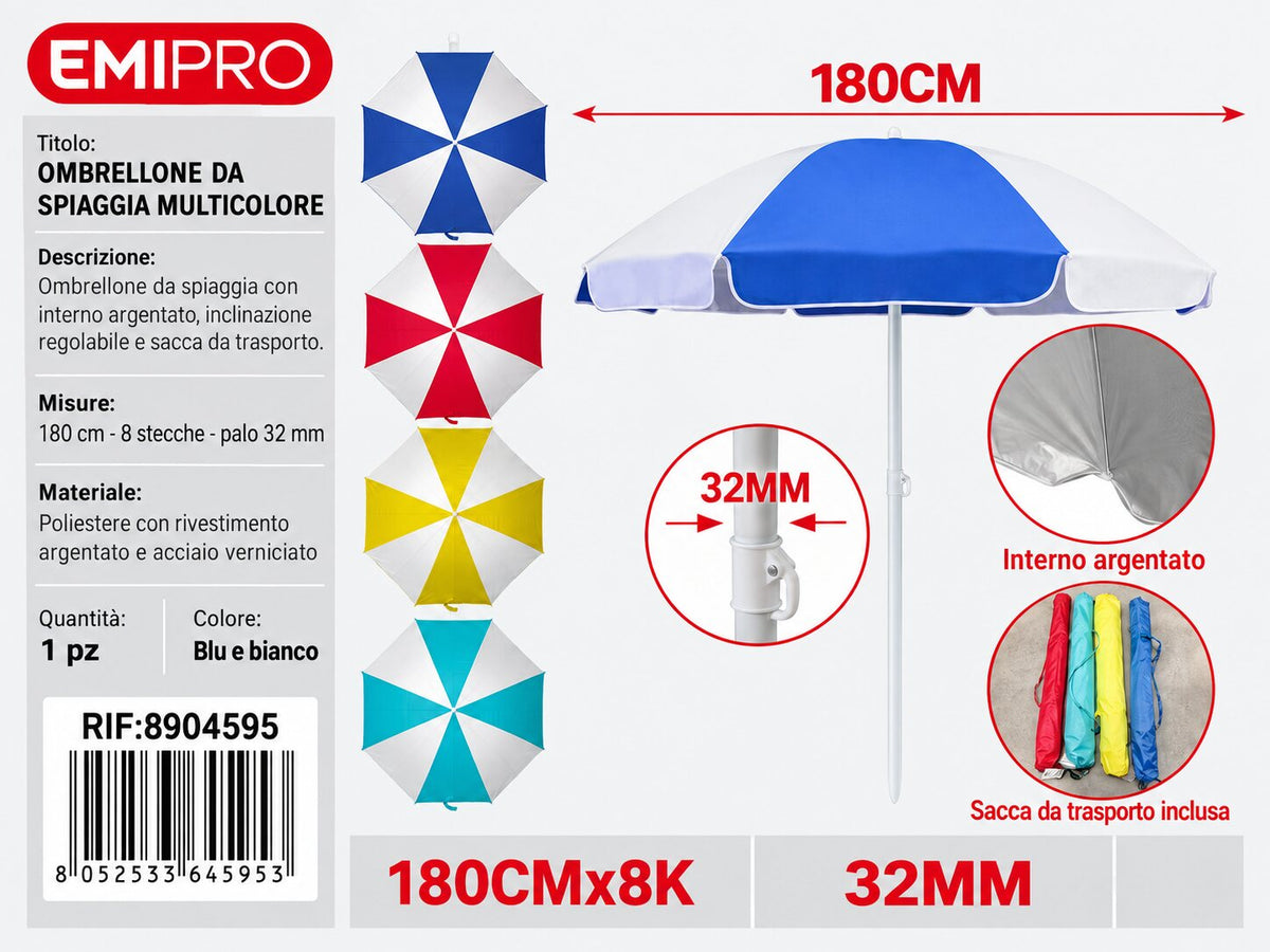 Ombrelloni 180cm*8K 32mm