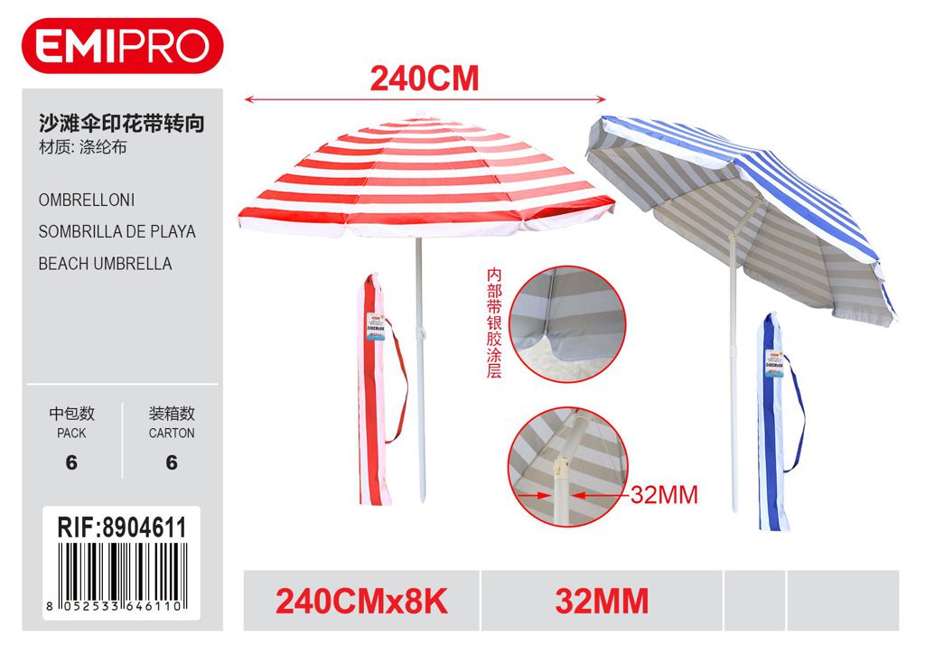 Ombrelloni 240cm*8K 32mm
