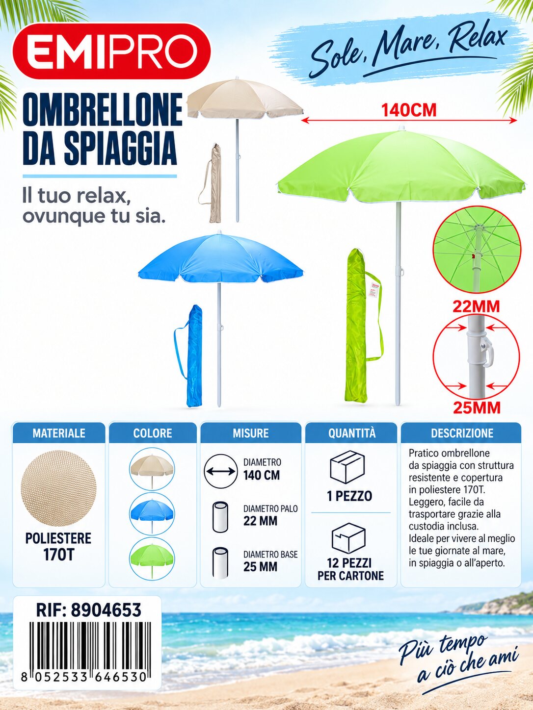 Ombrelloni 140cm*8K ?22/25mm