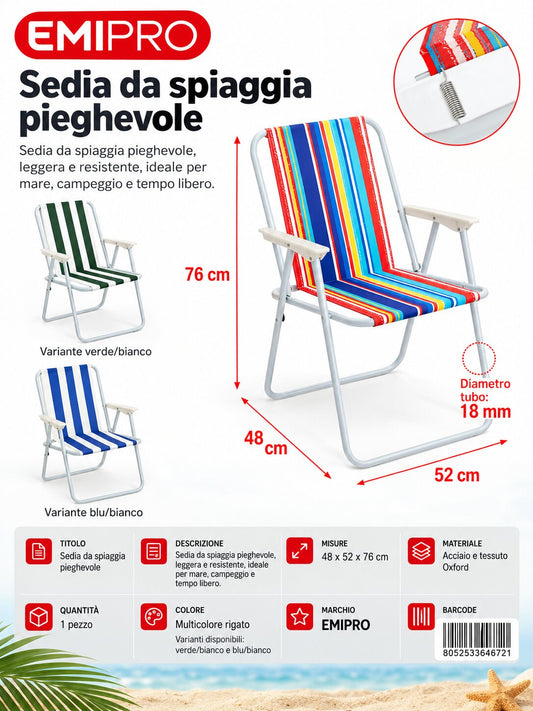 Sedia Da Spiaggia 52*48*76cm 18mm