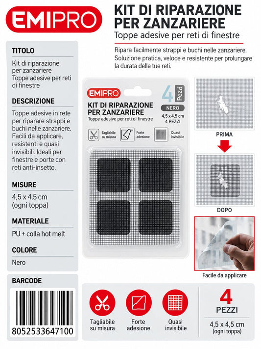 Kit 4 Riparazione Zanzariera