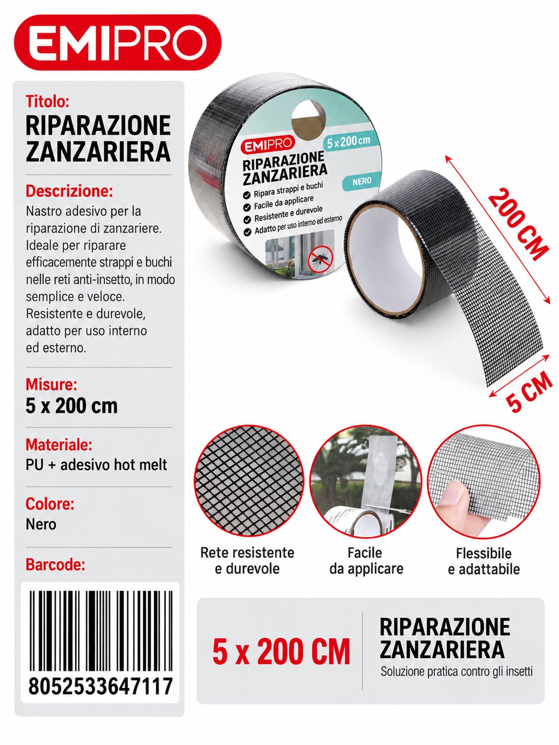 Riparazione Zanzariera 5*200cm