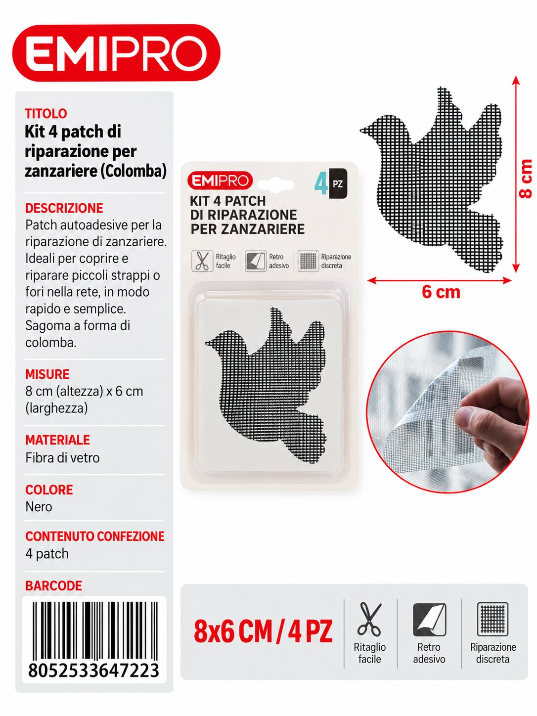 Riparazione Zanzariera 8*6cm 4Pz