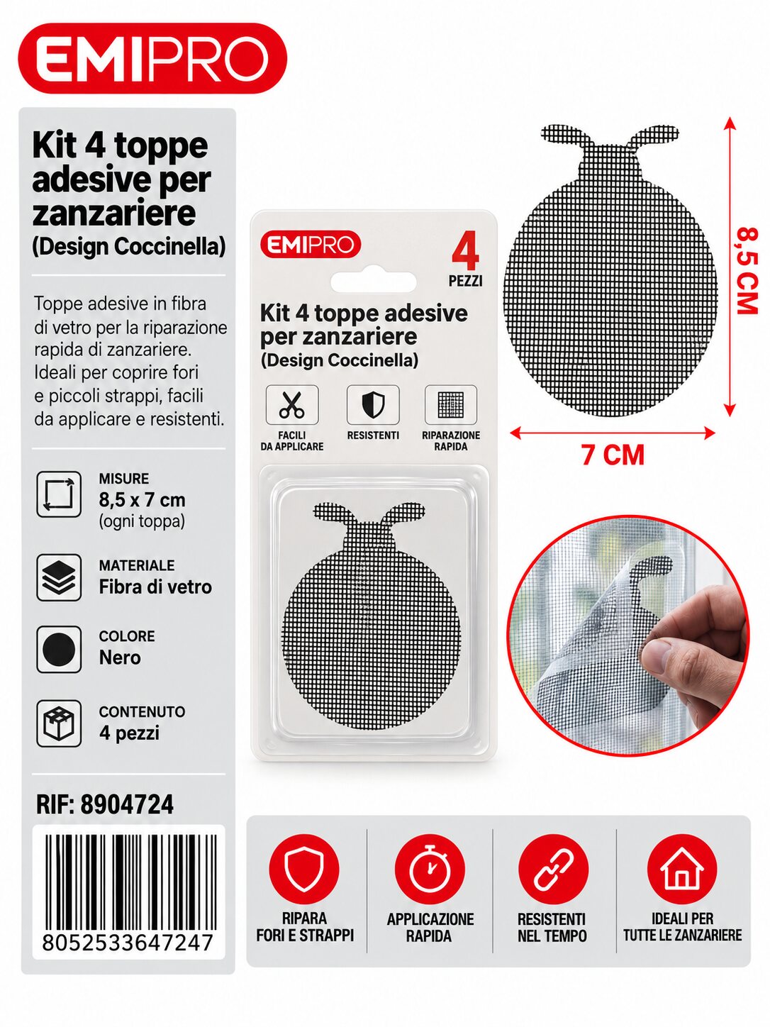 Riparazione Zanzariera 8.5*7cm 4Pz