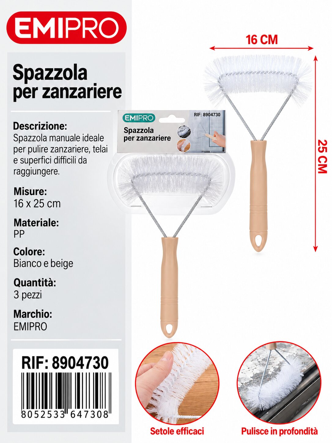 Spazzola Per Zanzariere 16cm