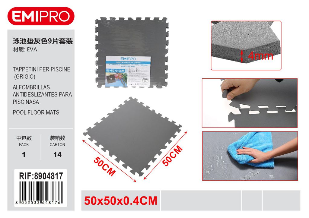 Tappetino Base Polietilene Morbido Grigio 50*50cm