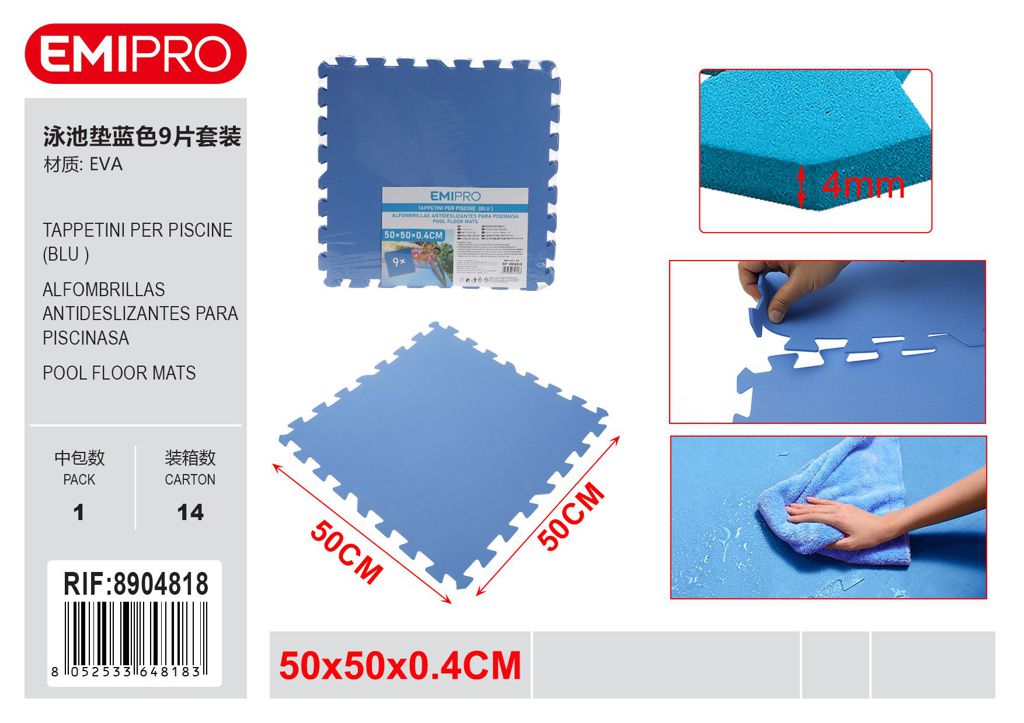 Tappetino Base Polietilene Morbido Blu 50*50cm