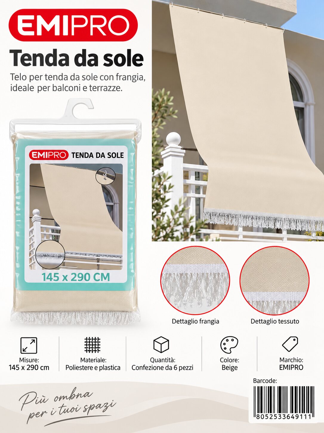 Tenda Sole 145*290cm