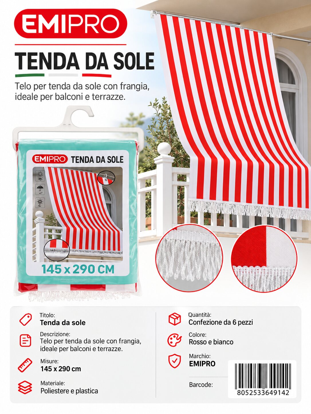 Tenda Sole 145*290cm