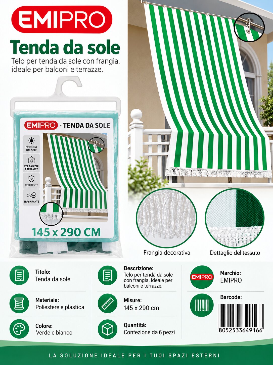 Tenda Sole 145*290cm