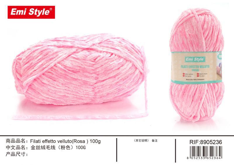 Filati Effetto velluto Rosa 100G