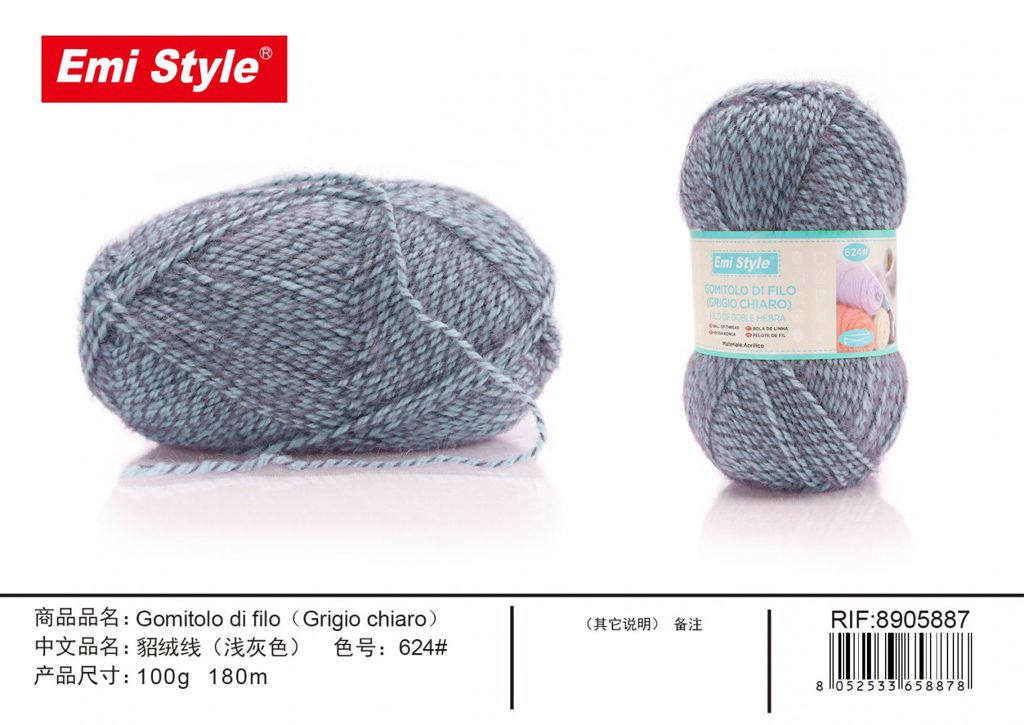 Gomitolo Di Filo Grigio Chiaro 100G