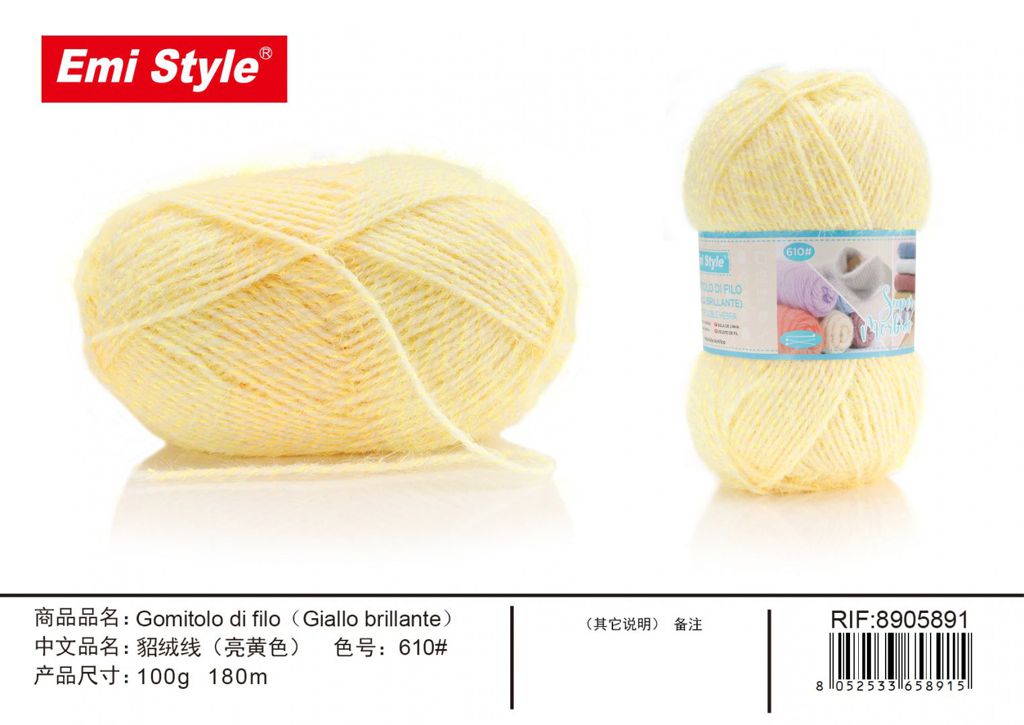 Gomitolo Di Filo Giallo Brillante 100G