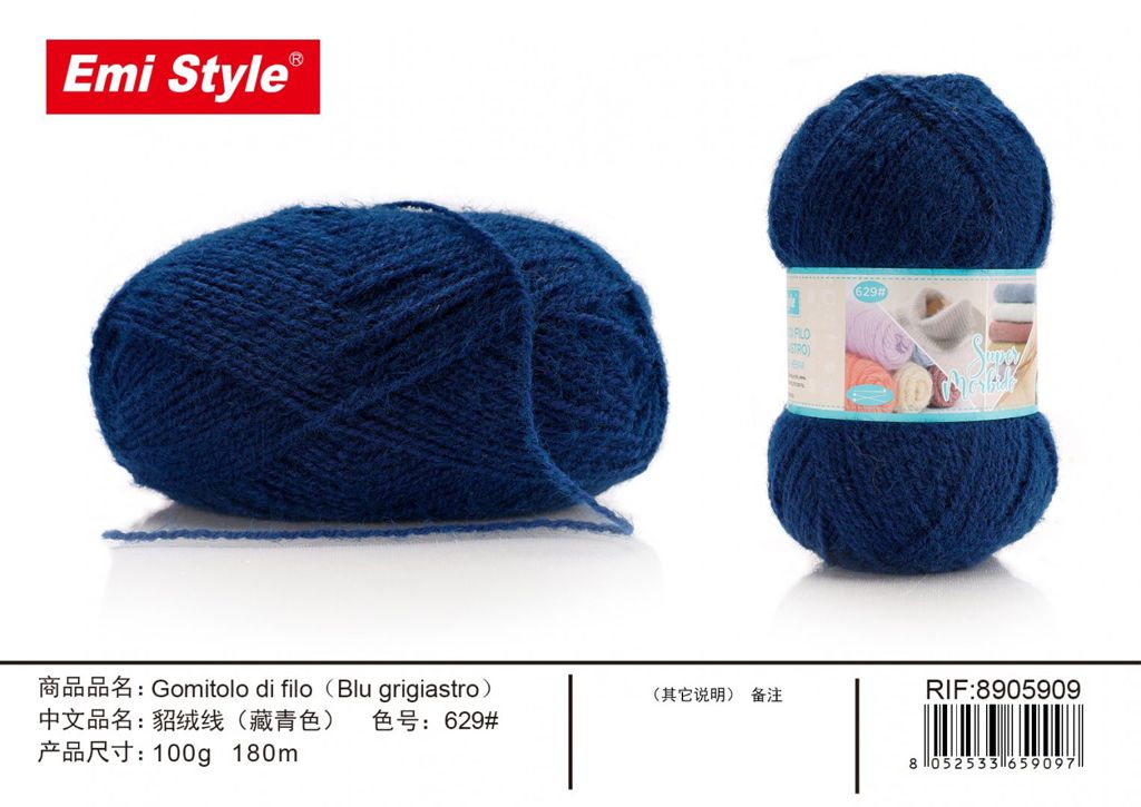 Gomitolo Di Filo Blu Grigiastro 100G