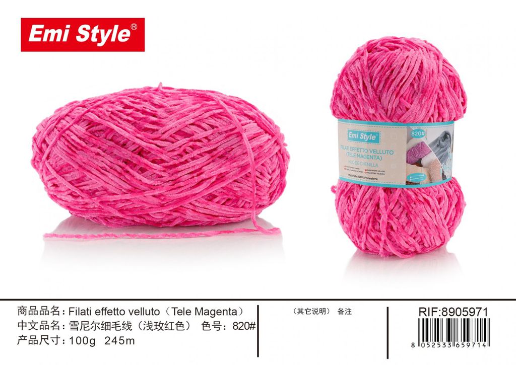 Filati Effetto velluto Tele Magenta 100G