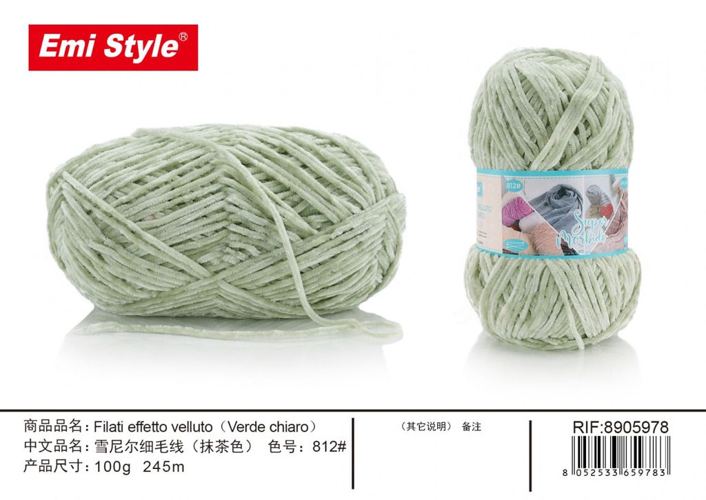 Filati Effetto velluto verde Chiaro 100G
