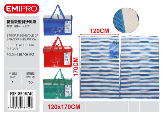 Stuoia Pieghevole Da Spiaggia In Plastica 120*170cm