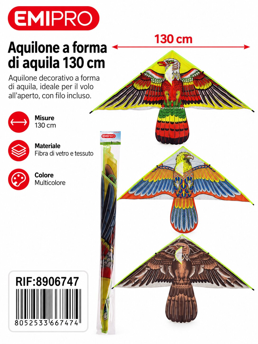 AQUILONE A FORMA DI AQUILA 130CM
