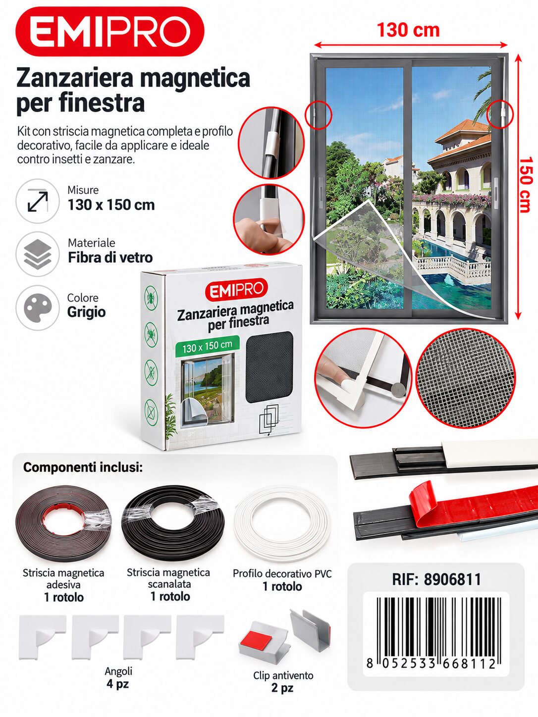 Zanzariera Per Finestra 130*150cm