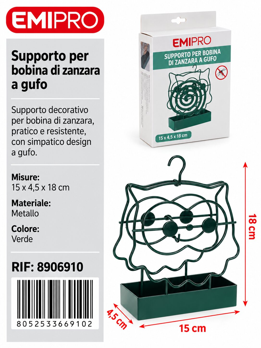 Supporto Per Bobina Di Zanzara 15*4.5*18cm