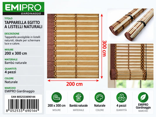 TAPPARELLA EGITTO LISTELLI NATURALE 200X300CM