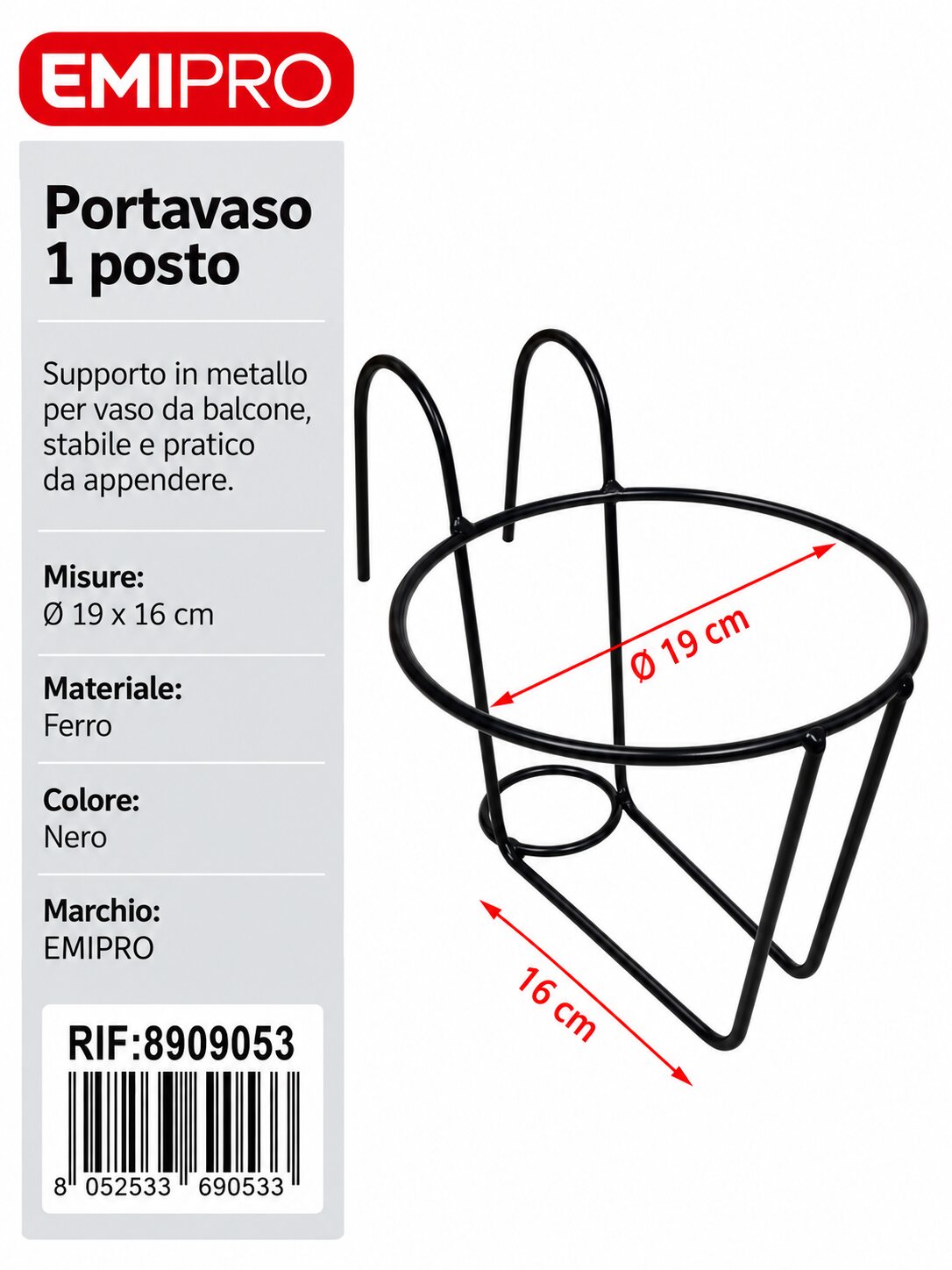 PORTAVASO 1/POSTO 16 FILO(FERRO)