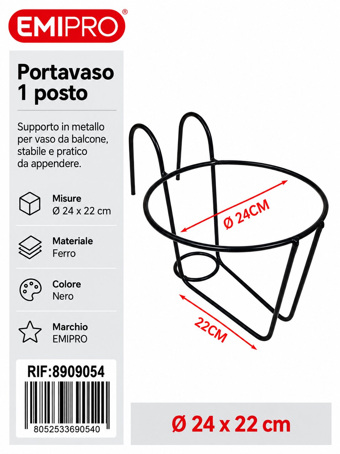 PORTAVASO 1/POSTO 22 FILO(FERRO)