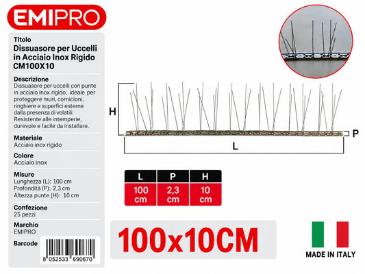 PROTEGGI MURETTO INOX RIGIDO CM100X10