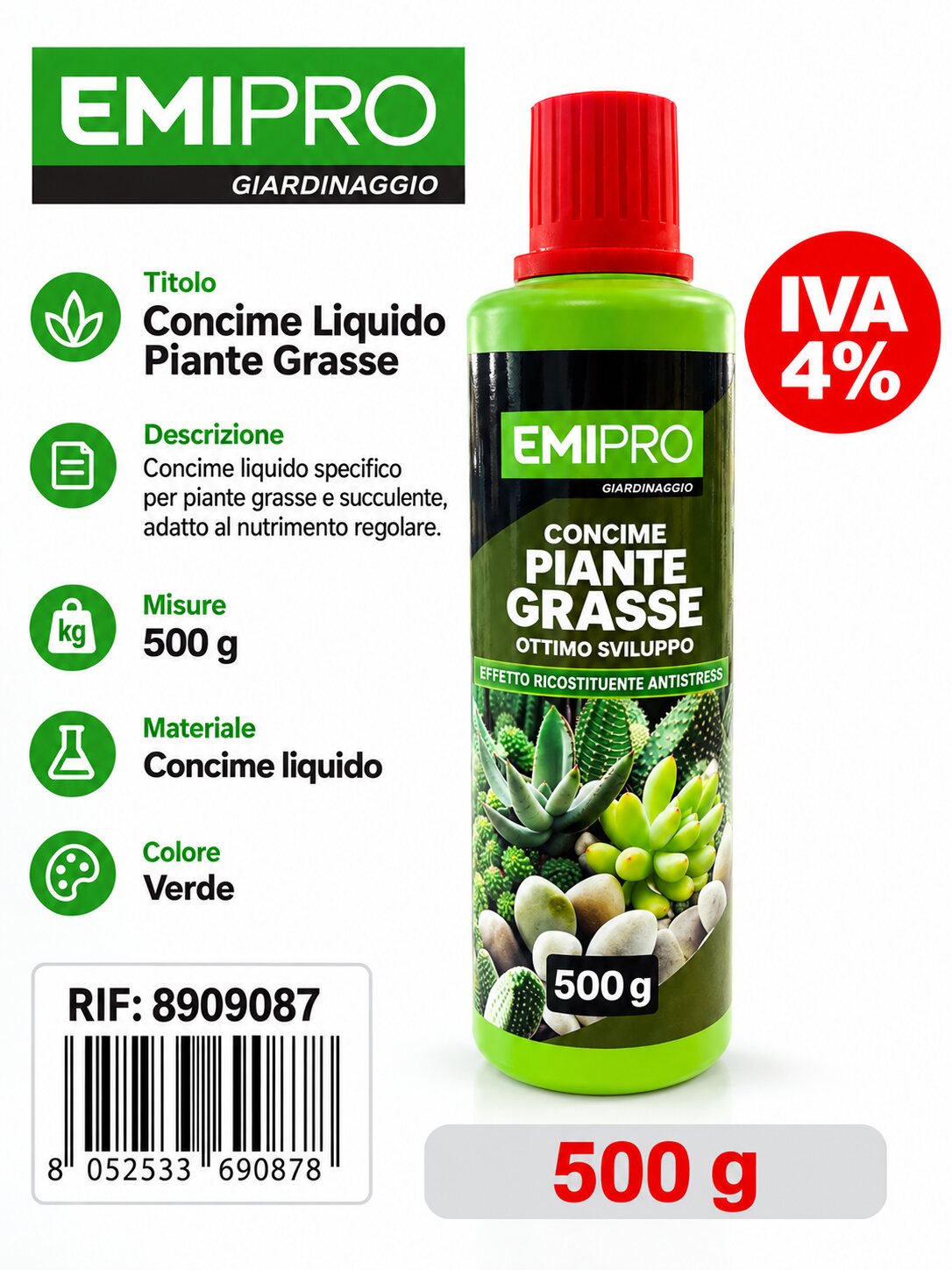 CONCIME LIQUIDO PIANTE GRASSE 500G