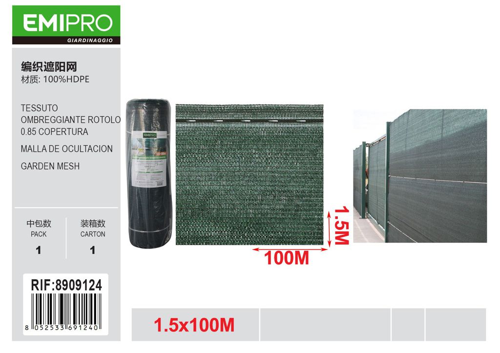 TESSUTO OMBREGGIANTE ROTOLO 0.85 COPERTURA 1.5*100M