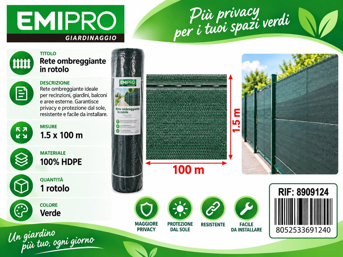TESSUTO OMBREGGIANTE ROTOLO 0.85 COPERTURA 1.5*100M
