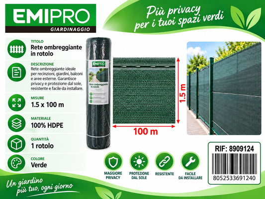 TESSUTO OMBREGGIANTE ROTOLO 0.85 COPERTURA 1.5*100M