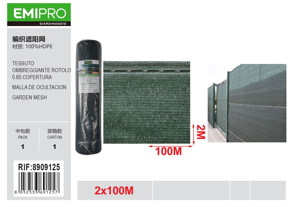 TESSUTO OMBREGGIANTE ROTOLO 0.85 COPERTURA 2*100M