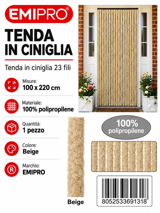 Tenda In Ciniglia Beige 100*220cm 23 Fili
