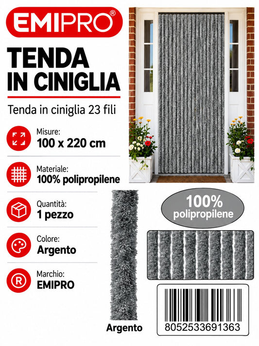 Tenda In Ciniglia Argento 100*220cm 23 Righe