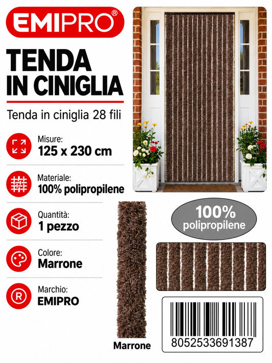 Tenda In Ciniglia Marrone 125*230cm 28 Fili