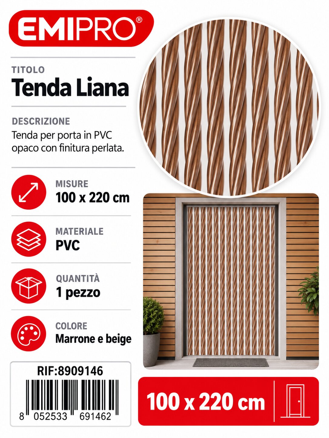 Tenda Liana cm 100X220 A 148 Ff/ml