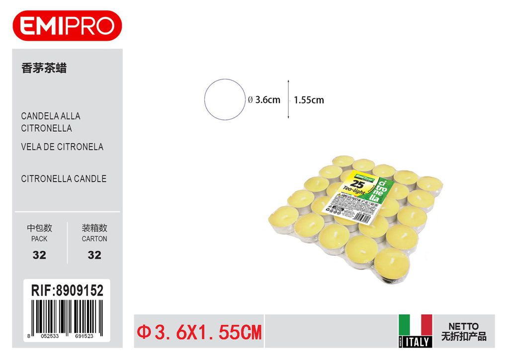 Tealight Da 25 Citronella 3.6X1.55