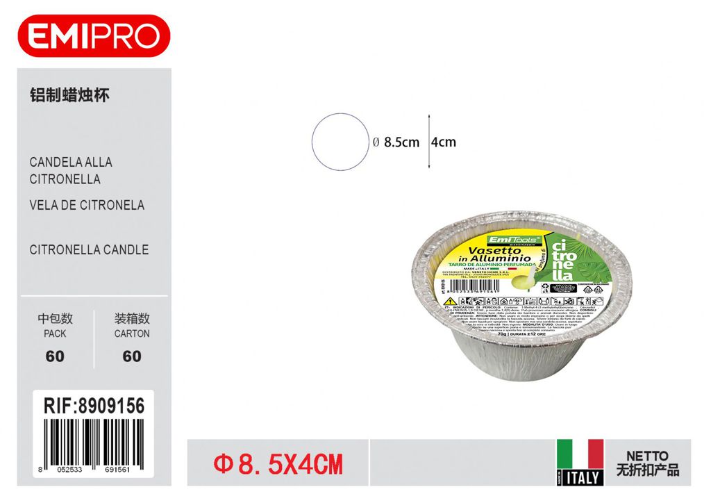 vasetto In Allumino Citronella 8.5X4
