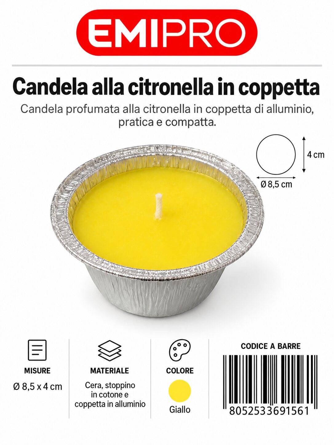 vasetto In Allumino Citronella 8.5X4