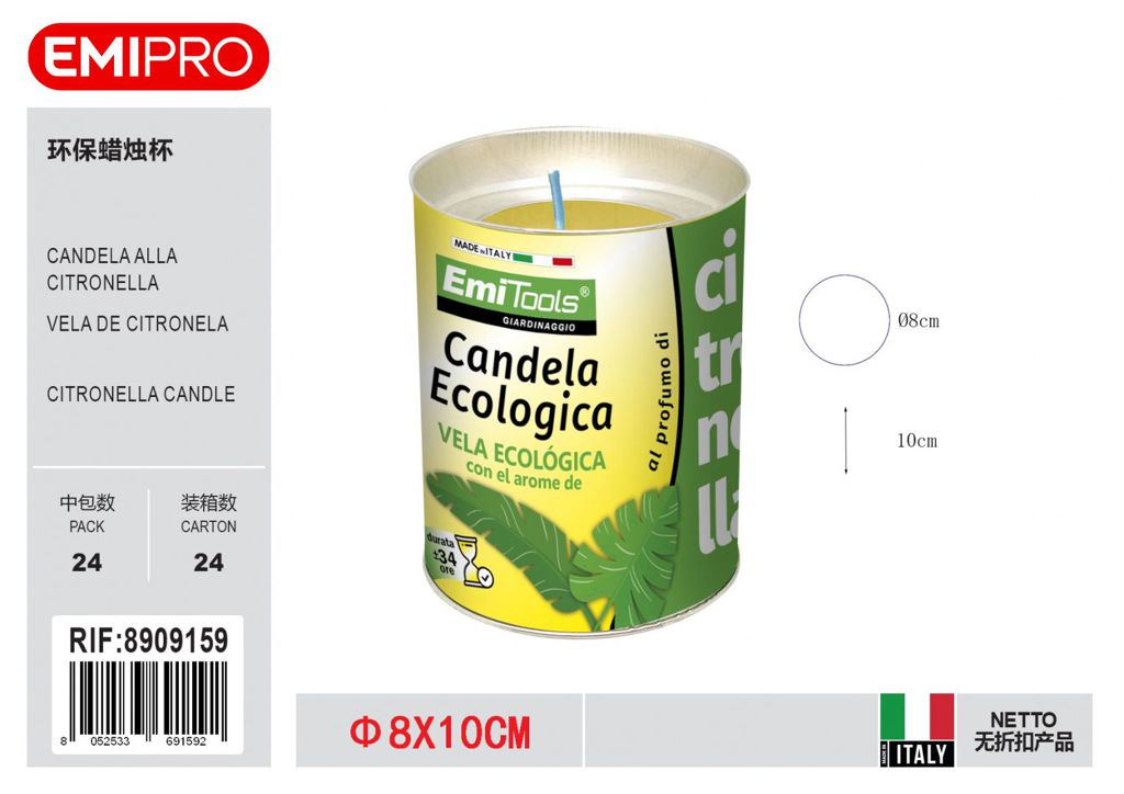 Candela Ecologica Citronella 8X10