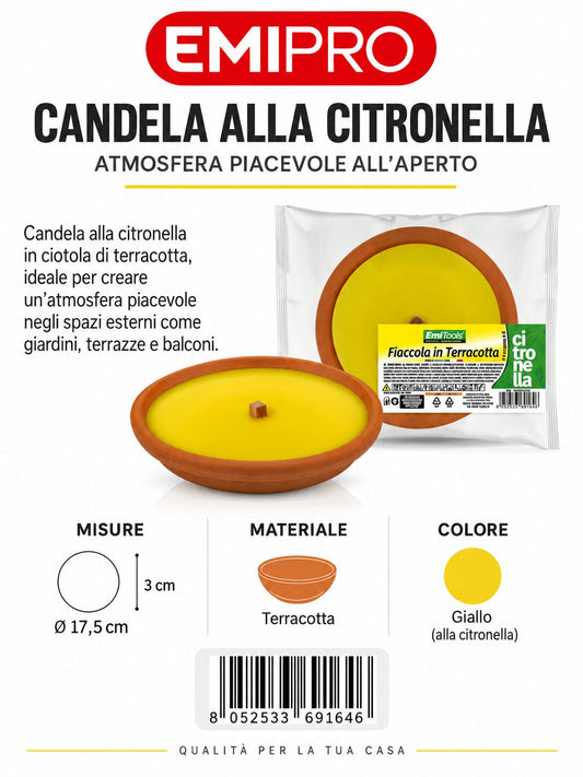Fiaccola In Terracotta Maxi Citronella 17.5X3