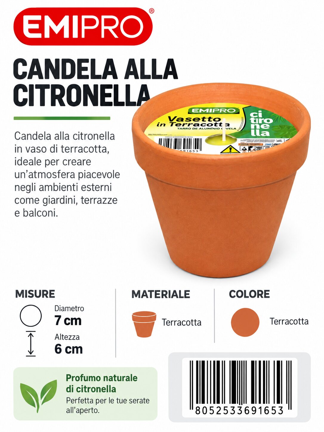 vasetto Di Terracotta Citronella 7X6