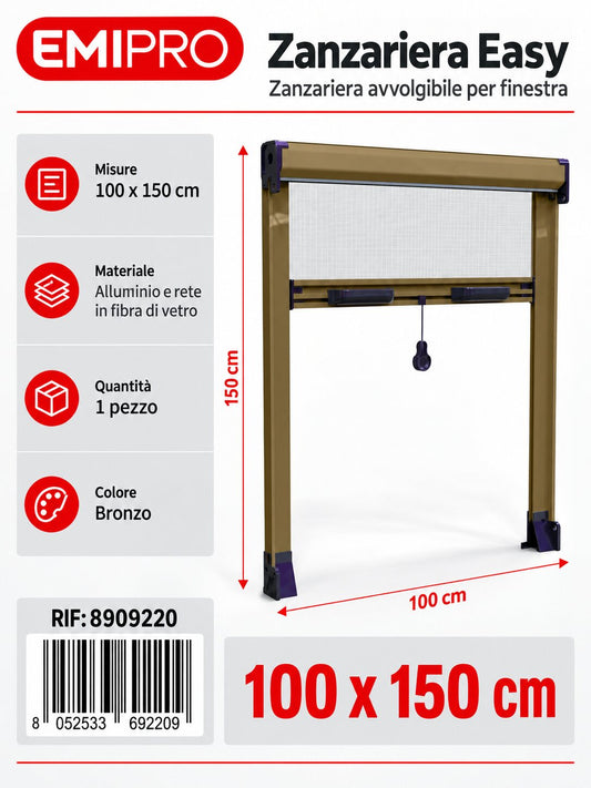 Zanzariera Easy Bronzo 100*150cm