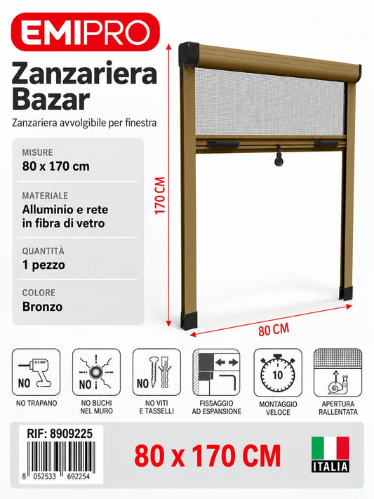 Zanzariera Bazar Bronzo 80*170cm