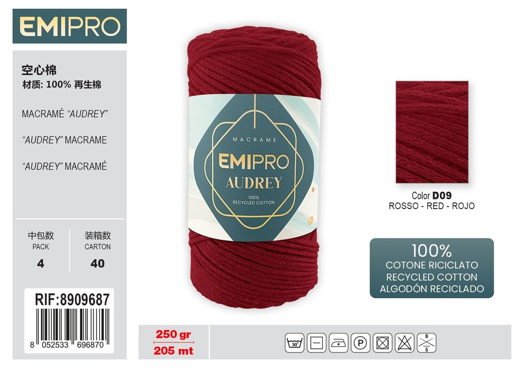 Filati Audrey Rosso 205M 250G