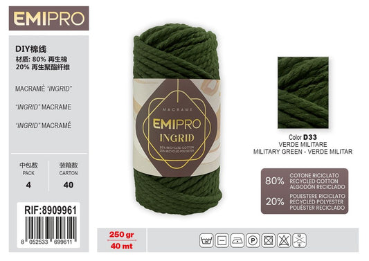 Filati Ingrid verde Militare 40M 250G