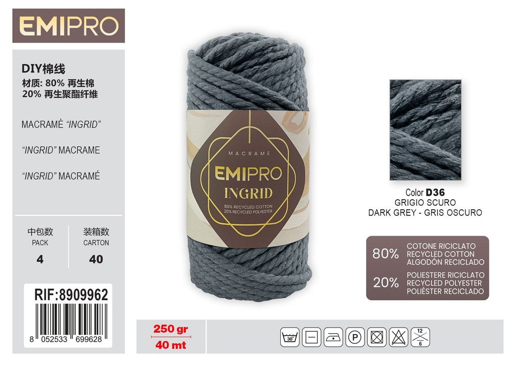 Filati Ingrid Grigio Scuro 40M 250G