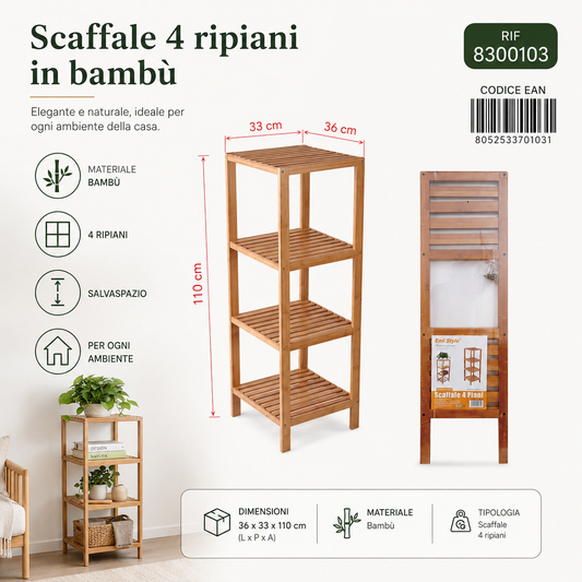 Scaffale 4 Piani 36*33*110cm